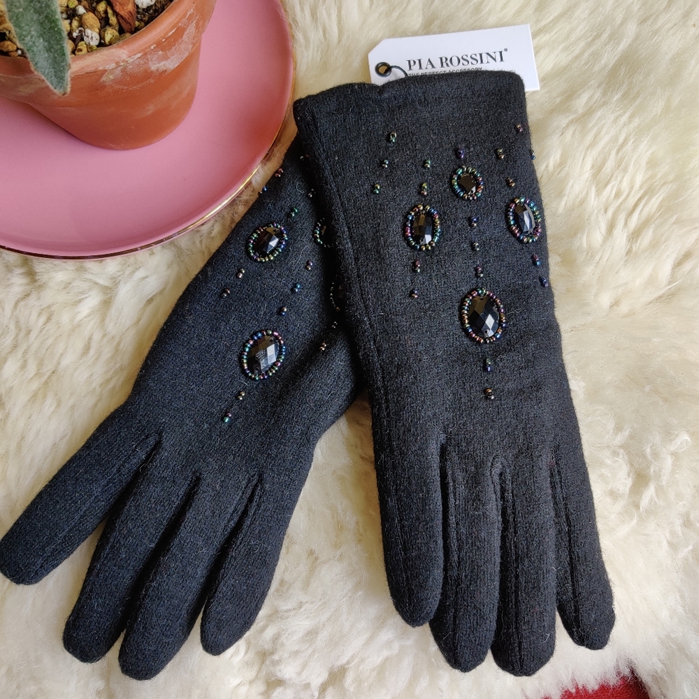 Pia Rossini Piper Glove Wool Gem Embellished